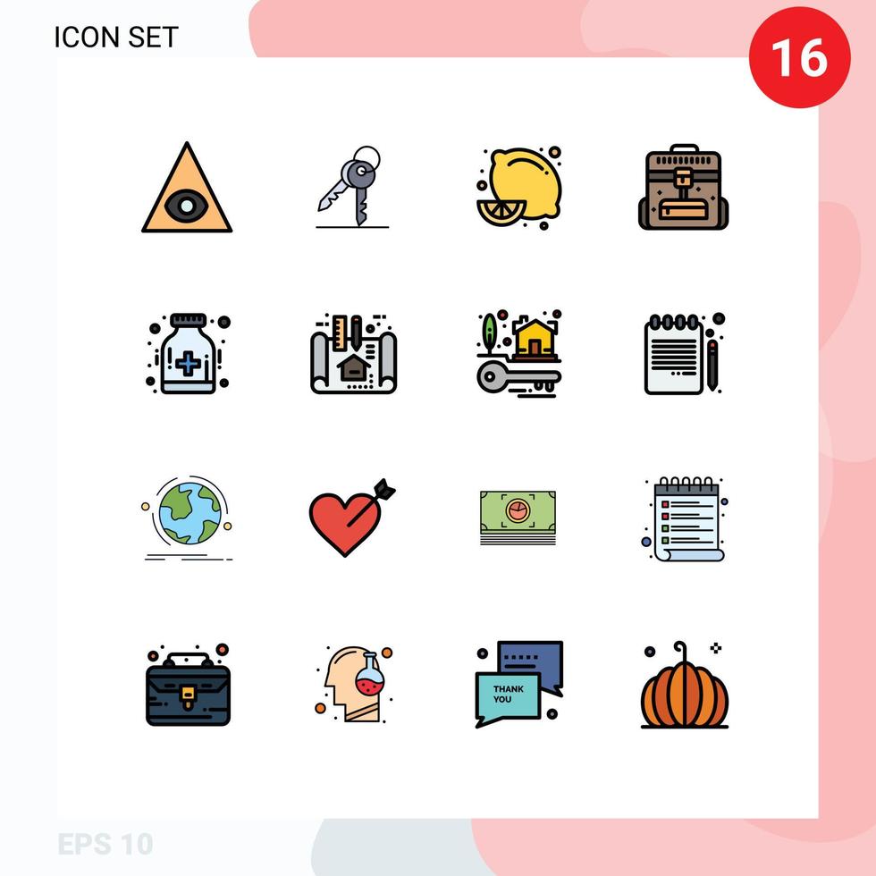 paquete de iconos de vectores de stock de 16 signos y símbolos de línea para el cuidado de la salud, dieta, alimentos, viajes, negocios, elementos de diseño de vectores creativos editables