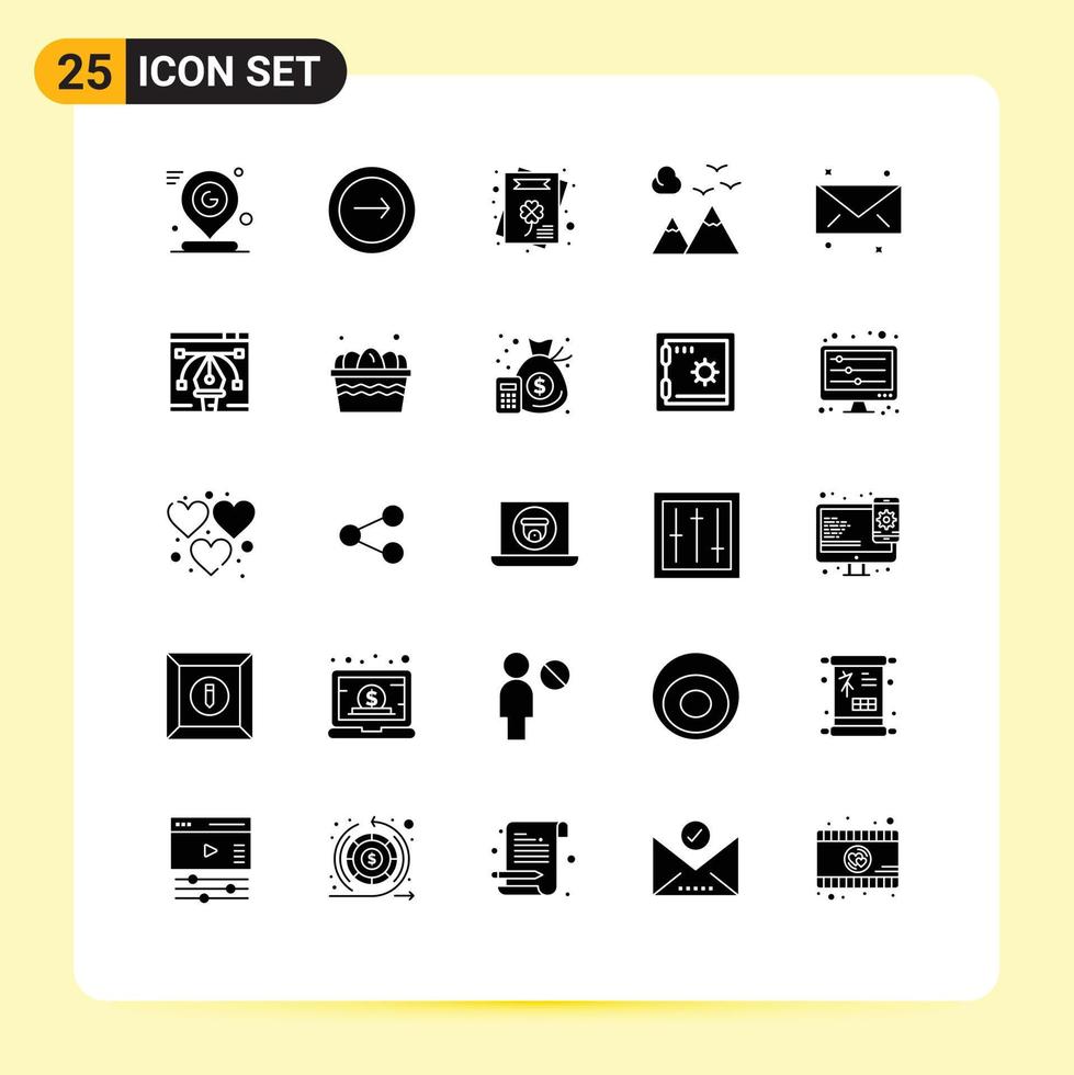 25 Solid Glyph concept for Websites Mobile and Apps message scenery mobile nature invitation Editable Vector Design Elements