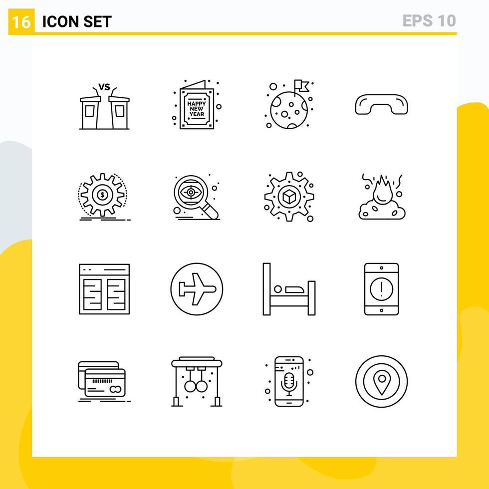16 Thematic Vector Outlines and Editable Symbols of phone hang new decline space Editable Vector Design Elements