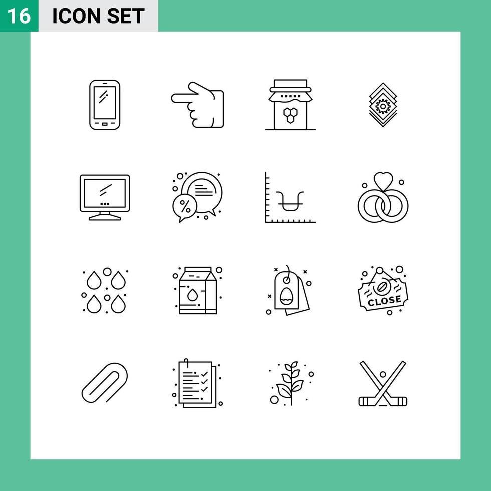 16 Creative Icons Modern Signs and Symbols of server setting left gear sweet Editable Vector Design Elements