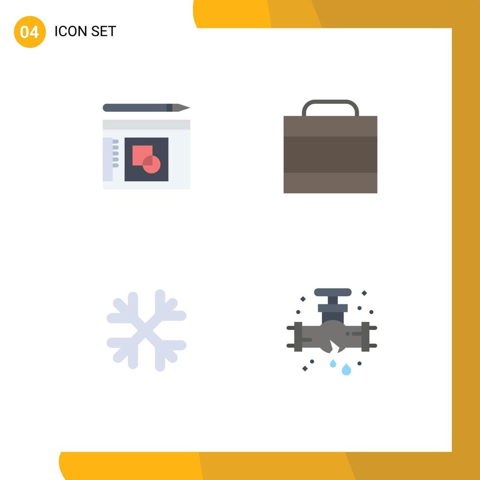 Group of 4 Flat Icons Signs and Symbols for graph winter success million leak Editable Vector Design Elements