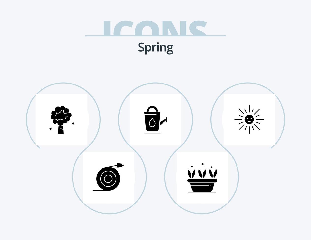 paquete de iconos de glifos de primavera 5 diseño de iconos. brillo. ducha. árbol. baño. primavera vector