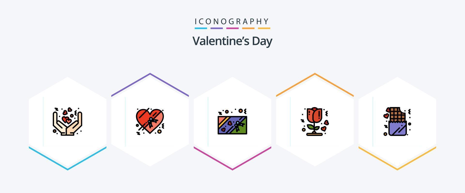 Valentines Day 25 FilledLine icon pack including romance. lifestyle. love. chocolate. love vector