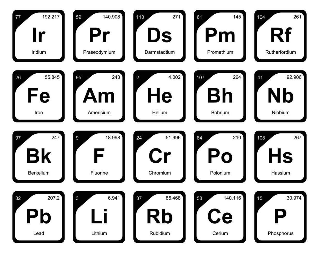 20 Preiodic table of the elements Icon Pack Design 19254516 Vector Art ...