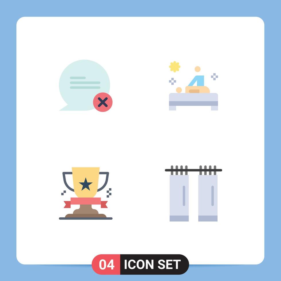 Modern Set of 4 Flat Icons Pictograph of chat cup interaction table medal Editable Vector Design Elements