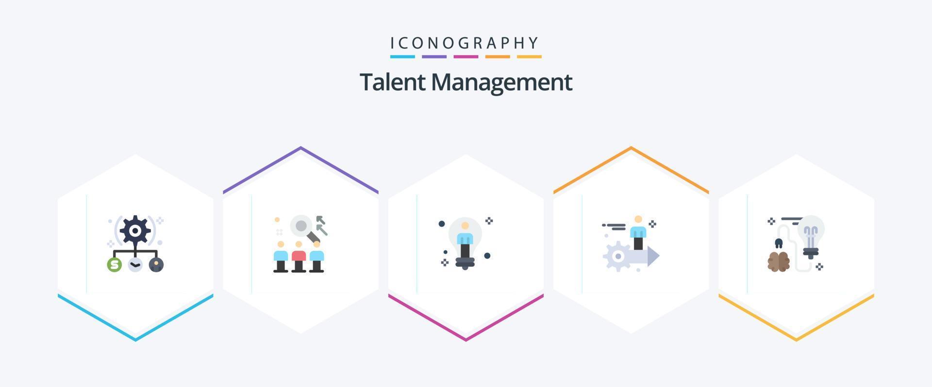 Talent Management 25 Flat icon pack including arrow. setting. user. male. solution vector