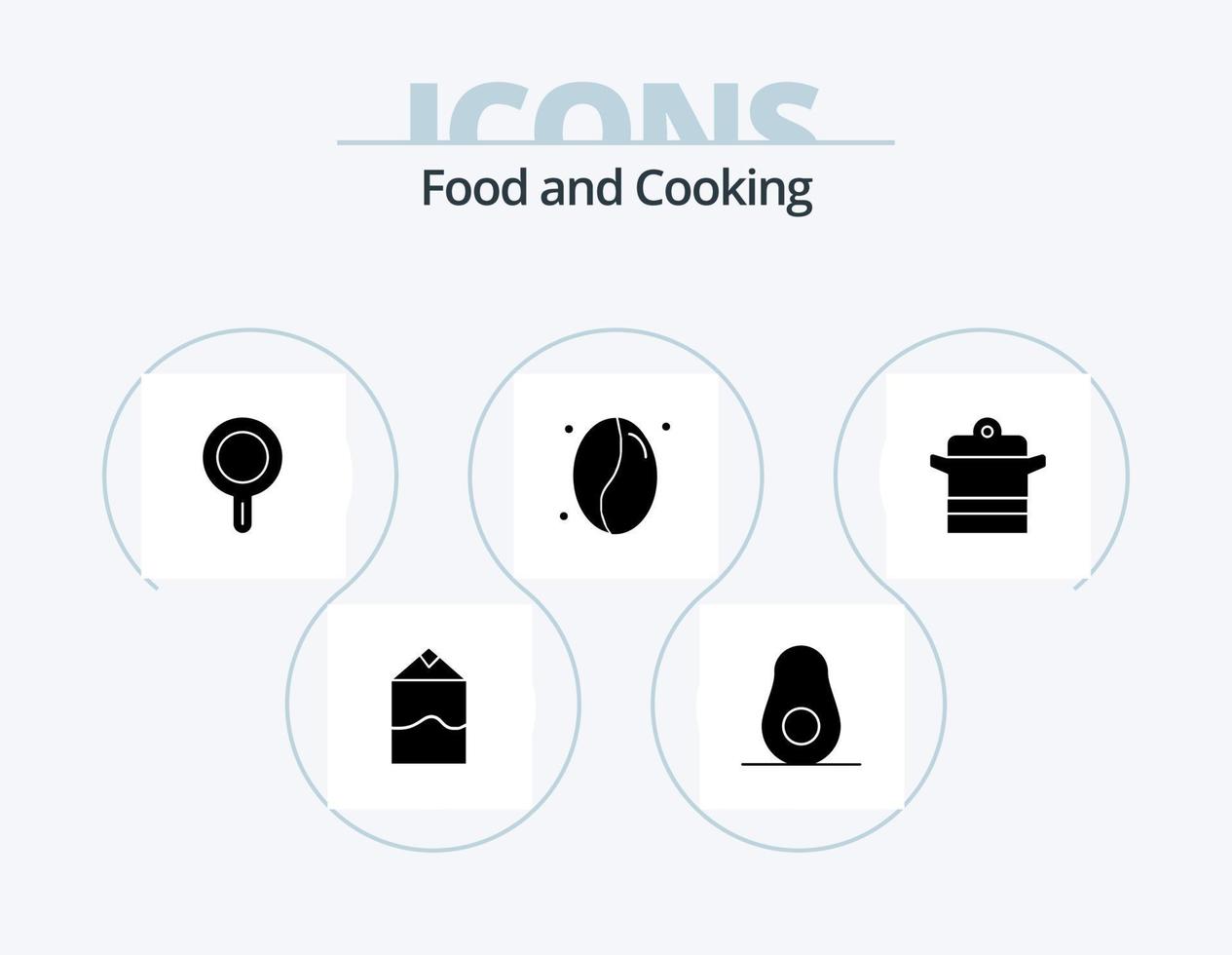 Food Glyph Icon Pack 5 Icon Design. . pan. stew pan. kitchen. cooker vector