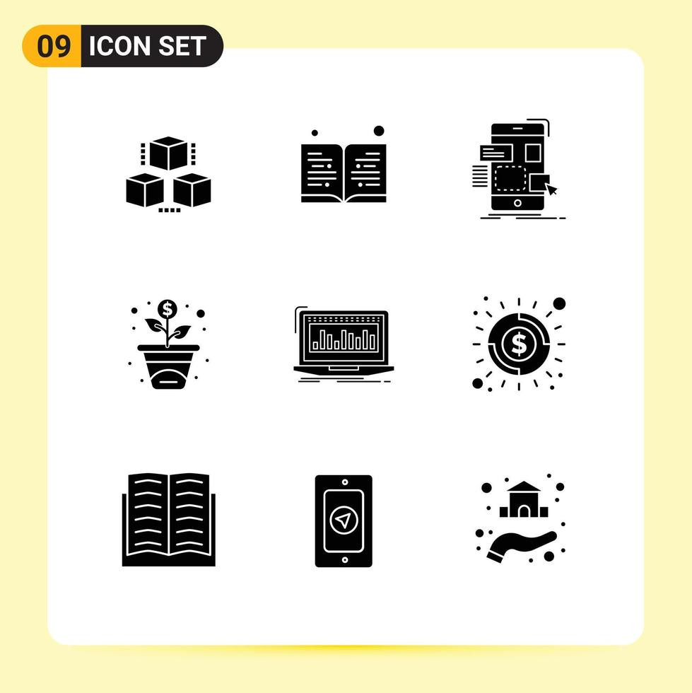 9 Creative Icons Modern Signs and Symbols of index data mobile investment financing Editable Vector Design Elements