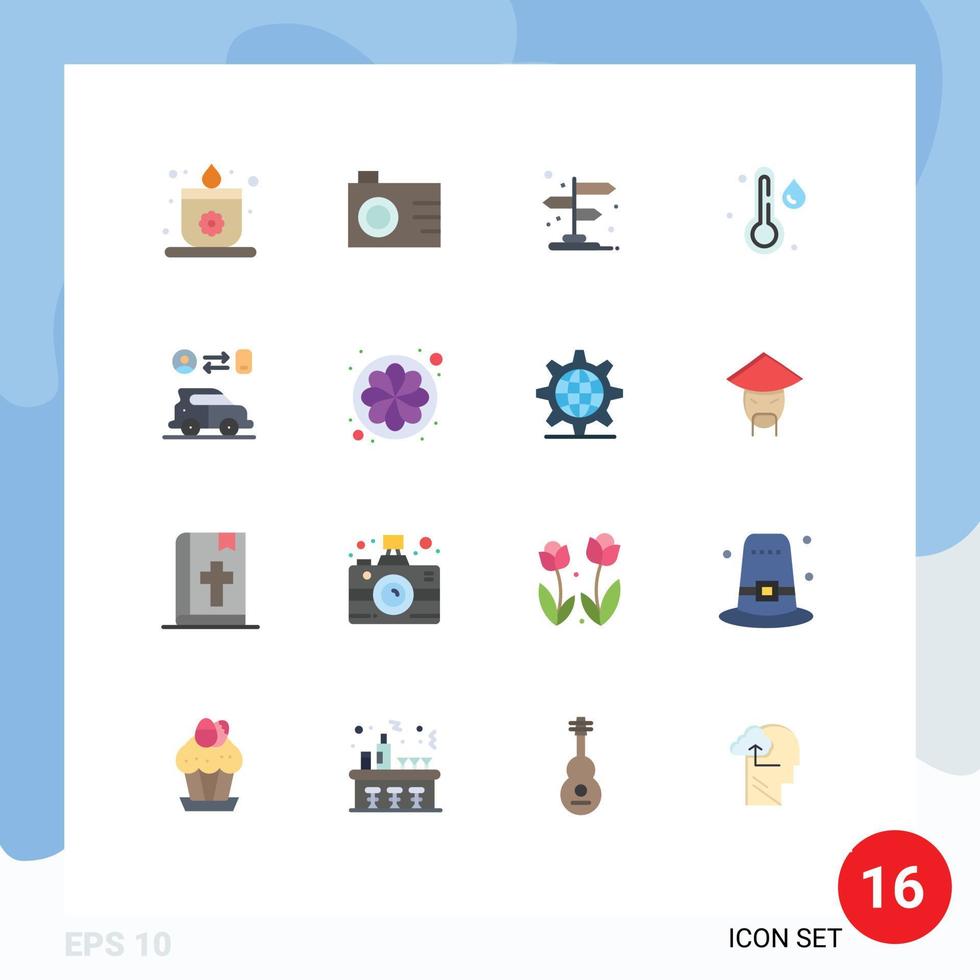16 Universal Flat Colors Set for Web and Mobile Applications flower man location transport weather Editable Pack of Creative Vector Design Elements