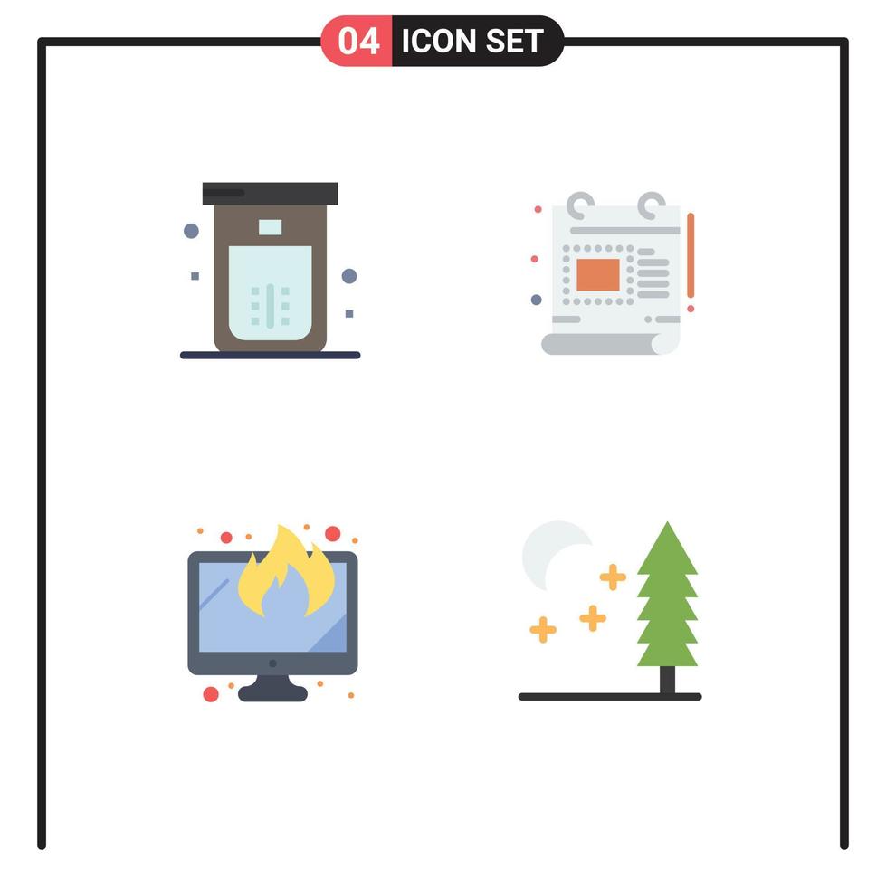 Group of 4 Modern Flat Icons Set for bath display shower design lost Editable Vector Design Elements