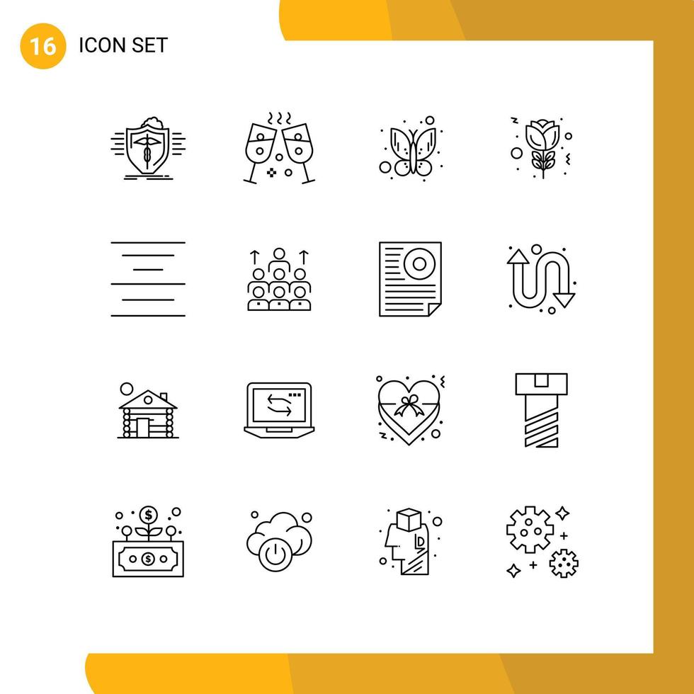 paquete de iconos de vector de stock de 16 signos y símbolos de línea para elementos de diseño de vector editables de tulipán de centro de errores de texto comercial