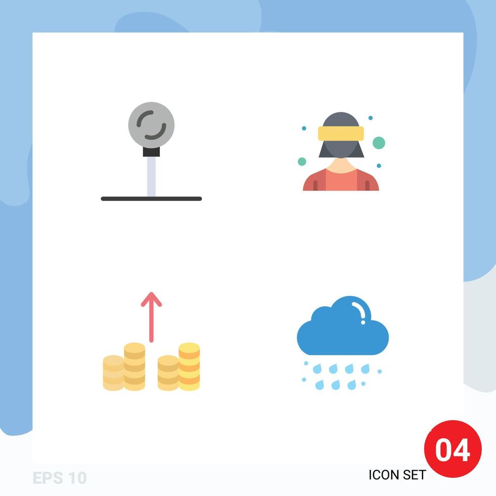 4 Thematic Vector Flat Icons and Editable Symbols of cooking cash out lollipop virtual reality cloud Editable Vector Design Elements