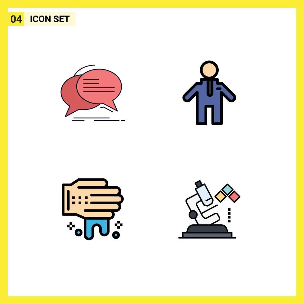 Stock Vector Icon Pack of 4 Line Signs and Symbols for bubble spa speech people science Editable Vector Design Elements