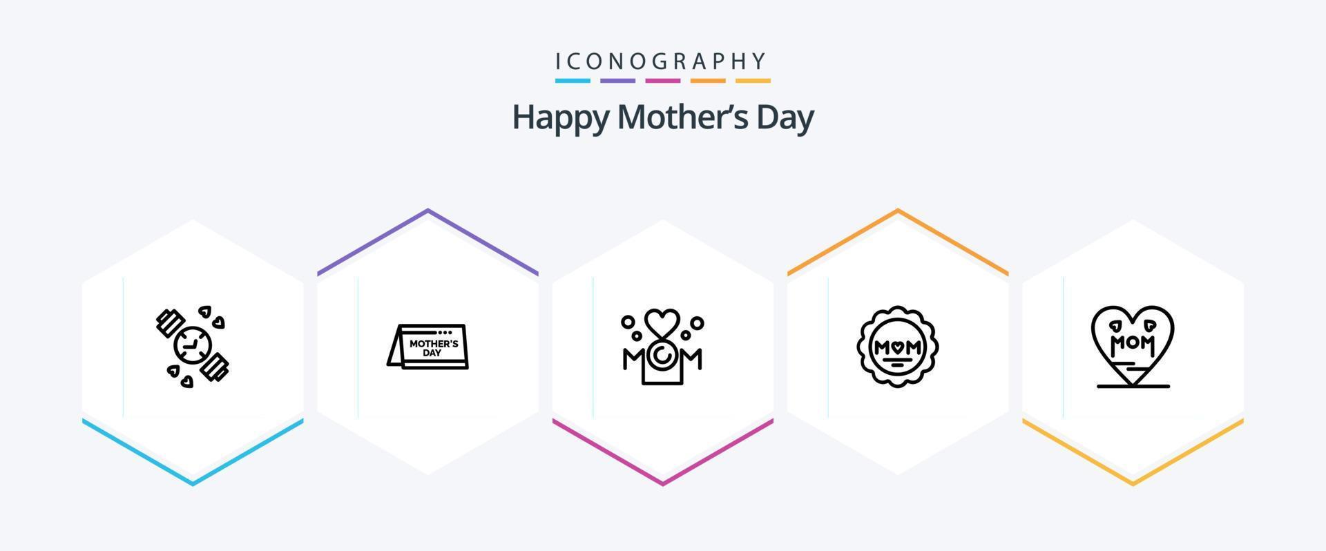 Happy Mothers Day 25 Line icon pack including love . time. mother. inscription vector