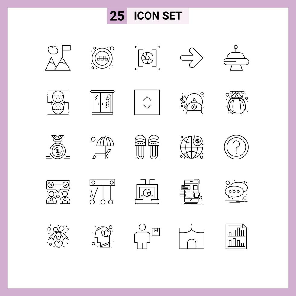 25 Thematic Vector Lines and Editable Symbols of ufo abduction aperture right forward Editable Vector Design Elements