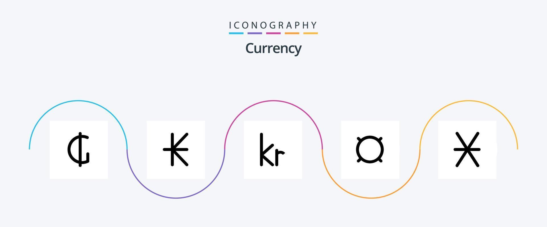 Currency Line Filled Flat 5 Icon Pack Including roman. generic. krone. cash. generic money vector