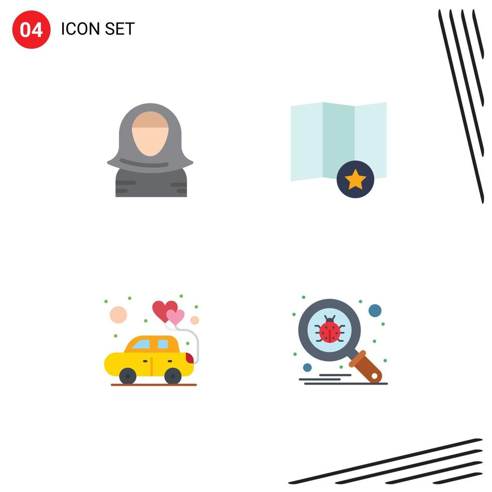 4 Creative Icons Modern Signs and Symbols of arab heart gulf place romance Editable Vector Design Elements