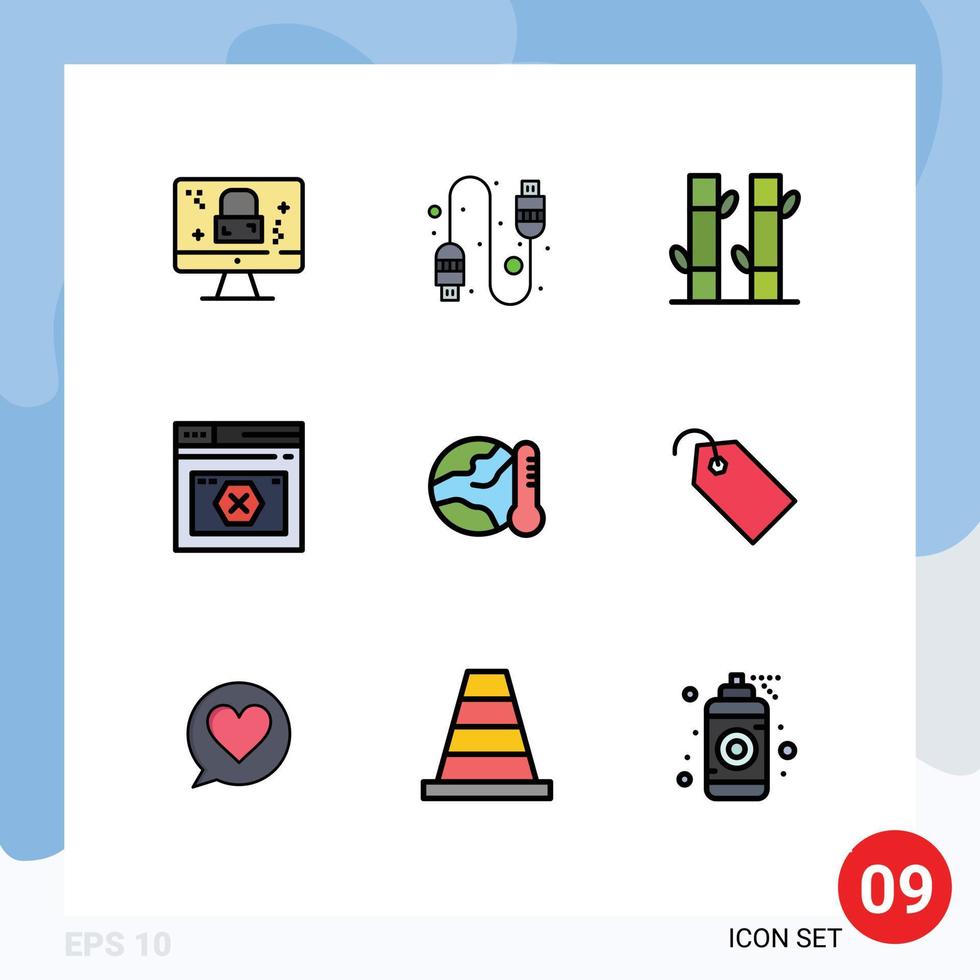 Universal Icon Symbols Group of 9 Modern Filledline Flat Colors of environment error beauty website page Editable Vector Design Elements