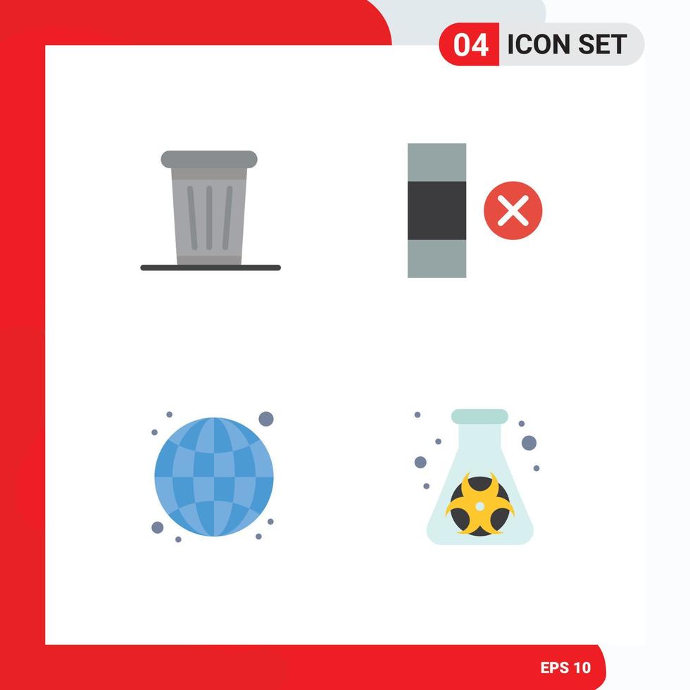 4 Universal Flat Icon Signs Symbols of environment seo tree row flask Editable Vector Design Elements