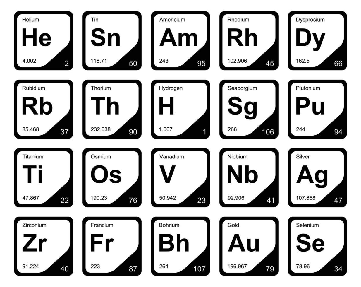 20 Preiodic table of the elements Icon Pack Design vector