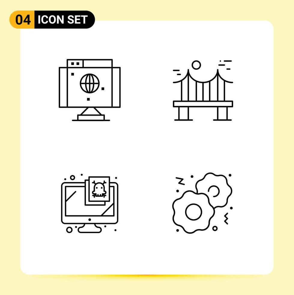 Modern Set of 4 Filledline Flat Colors and symbols such as computer computer technology metal security Editable Vector Design Elements