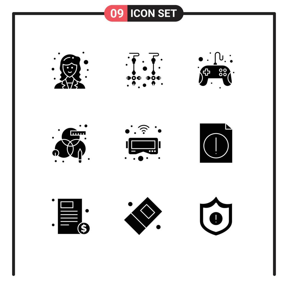 9 Solid Glyph concept for Websites Mobile and Apps goggles design control pad rgb creative Editable Vector Design Elements