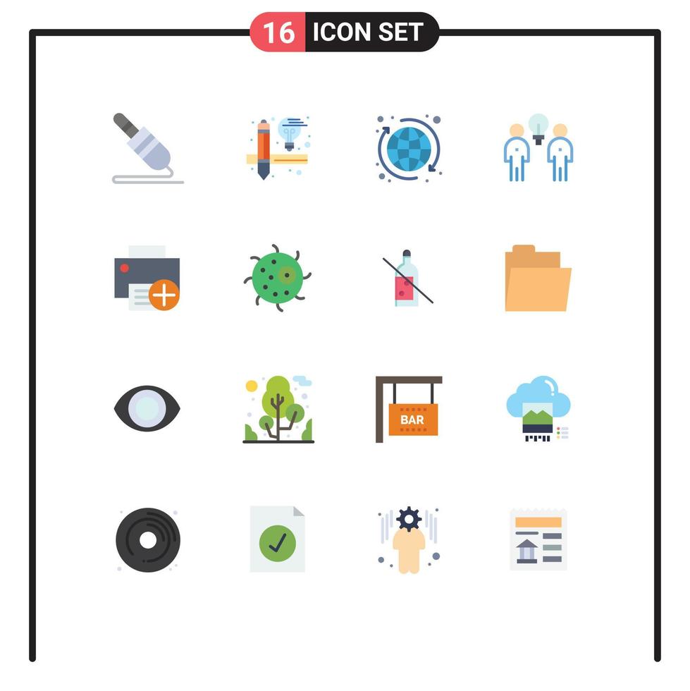 User Interface Pack of 16 Basic Flat Colors of computers teamwork seo team idea Editable Pack of Creative Vector Design Elements