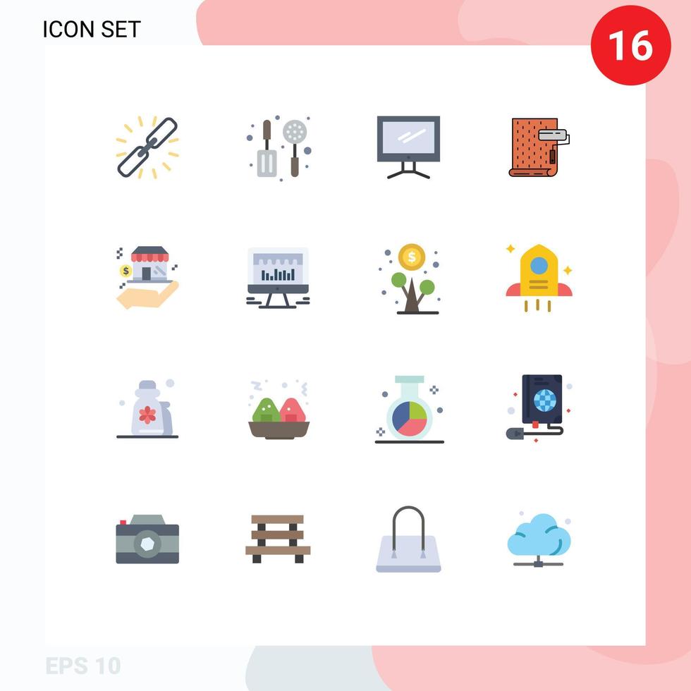 Set of 16 Modern UI Icons Symbols Signs for wallpaper design computer interior pc Editable Pack of Creative Vector Design Elements