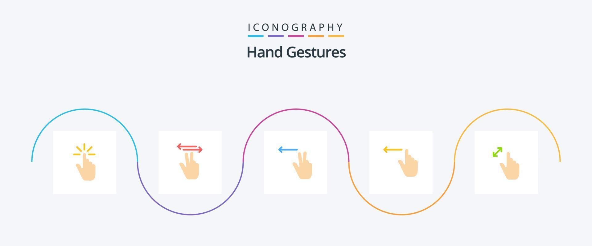 Hand Gestures Flat 5 Icon Pack Including expand. hand. mobile. gestures. left vector