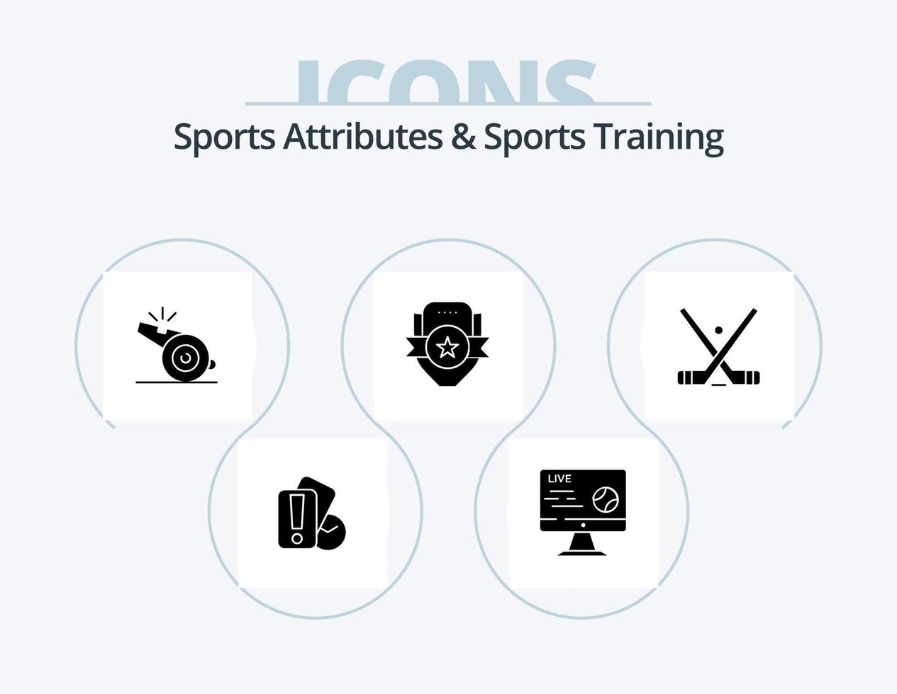 Sports Atributes And Sports Training Glyph Icon Pack 5 Icon Design. sport. emblem. stream. club. whistle vector