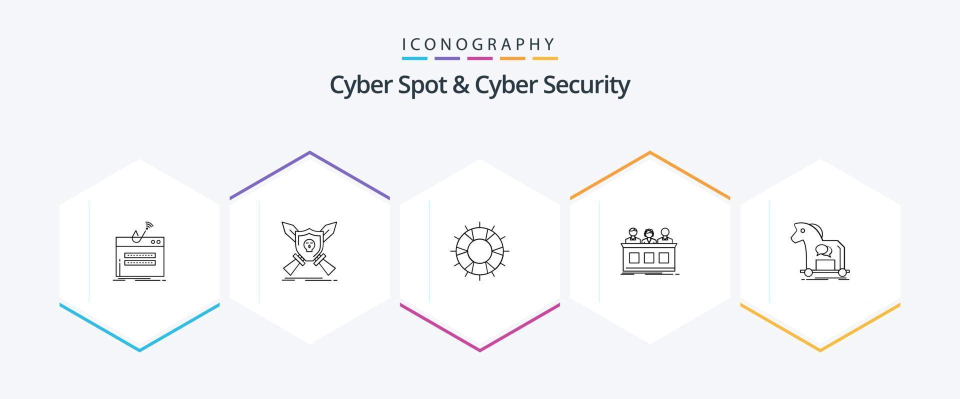 Cyber Spot And Cyber Security 25 Line icon pack including expert. competition. shield. support. lifesaver vector
