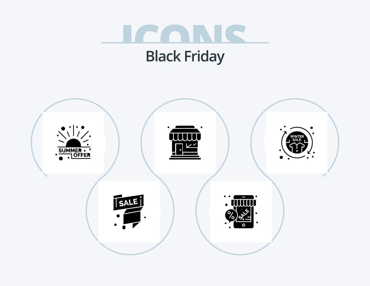 Black Friday Glyph Icon Pack 5 Icon Design. store. market store. store. market. price vector