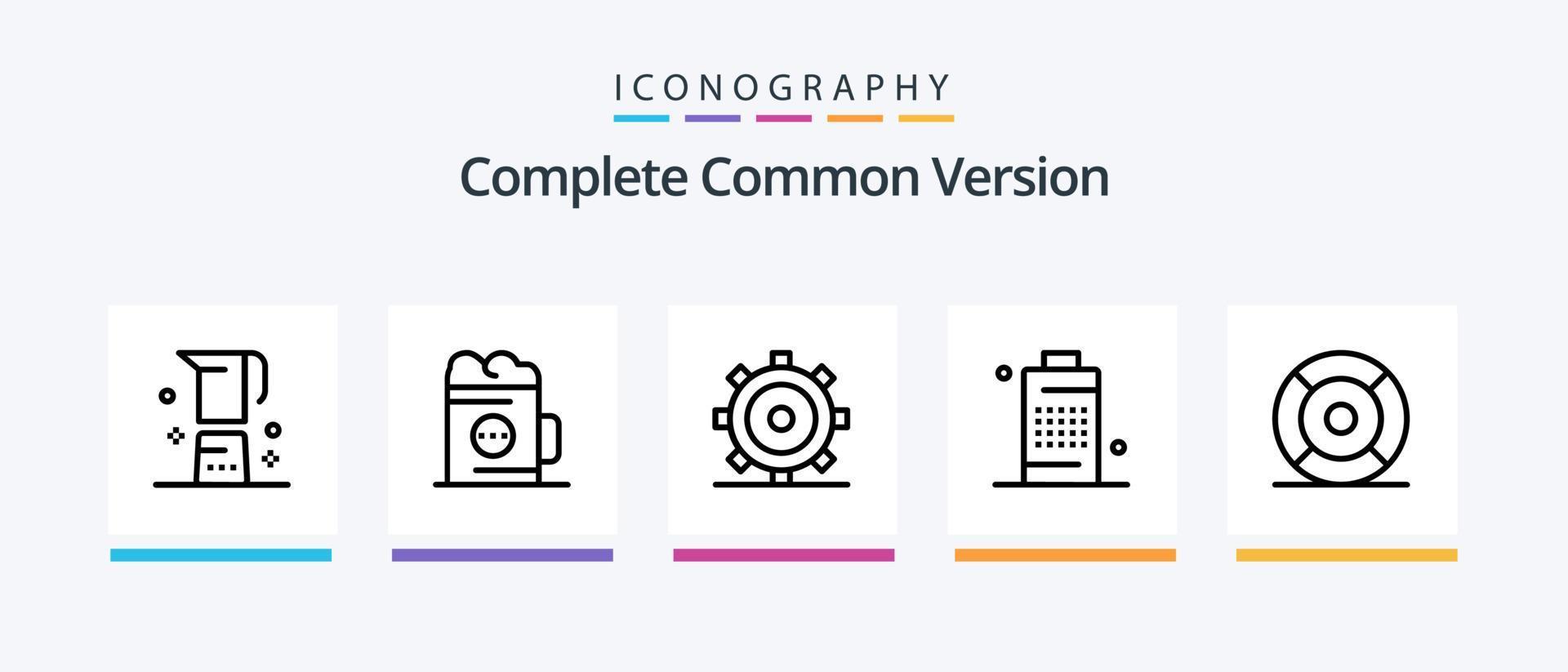 Complete Common Version Line 5 Icon Pack Including drink. beverage. decoration. ux. film. Creative Icons Design vector