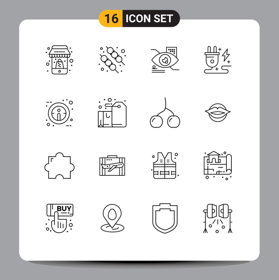 16 Outline concept for Websites Mobile and Apps sign info tap nature plug Editable Vector Design Elements