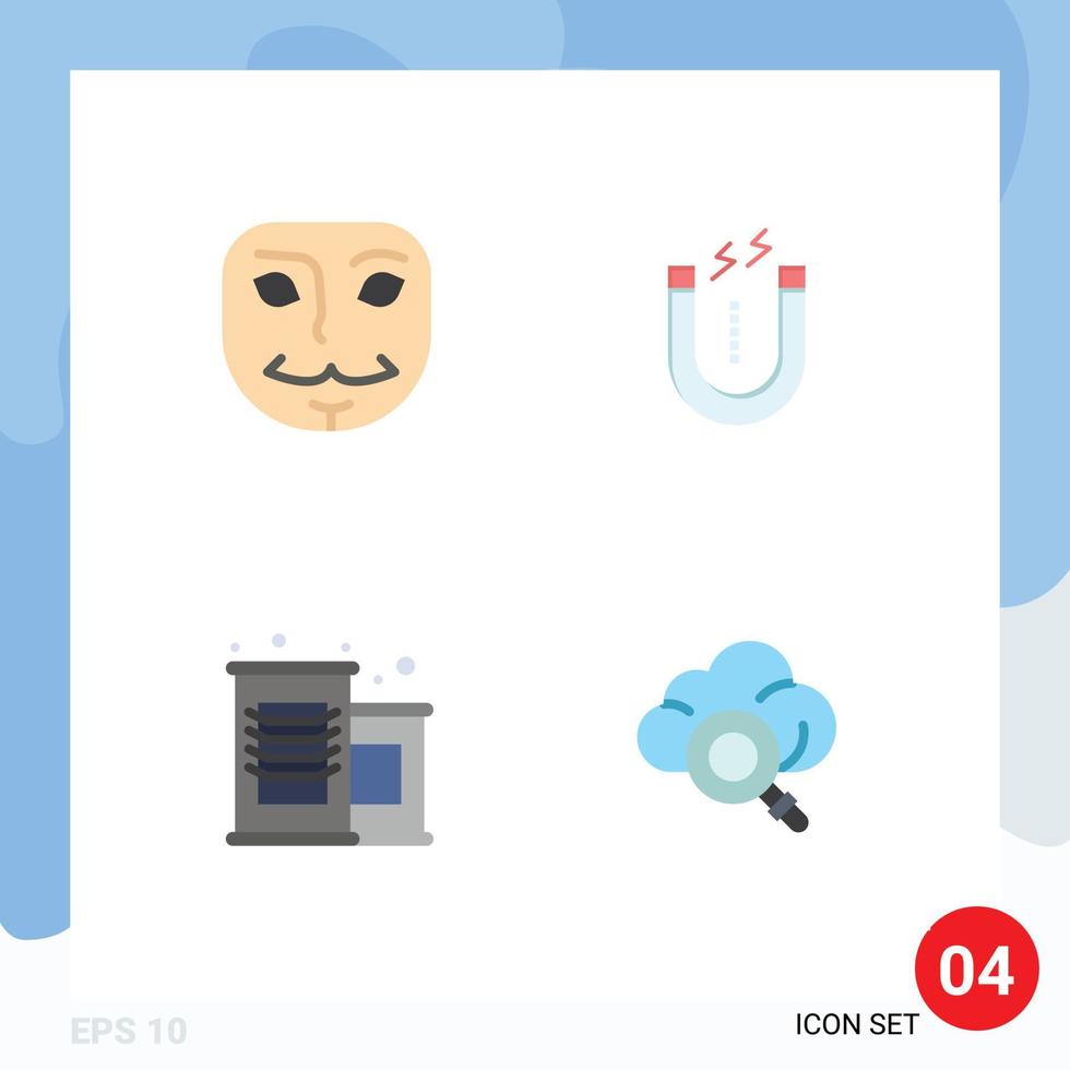 4 Universal Flat Icon Signs Symbols of anonymous vegetable magnet tool research Editable Vector Design Elements