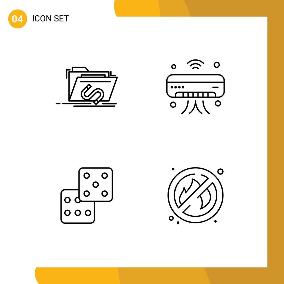 User Interface Pack of 4 Basic Filledline Flat Colors of backdoor wifi internet internet dice Editable Vector Design Elements