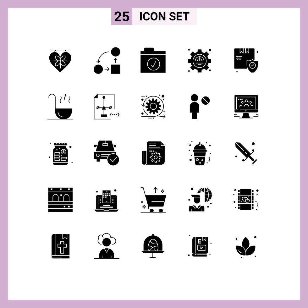 conjunto de 25 iconos de interfaz de usuario modernos signos de símbolos para elementos de diseño vectorial editables eficiencia de rendimiento táctico de productividad de compras vector