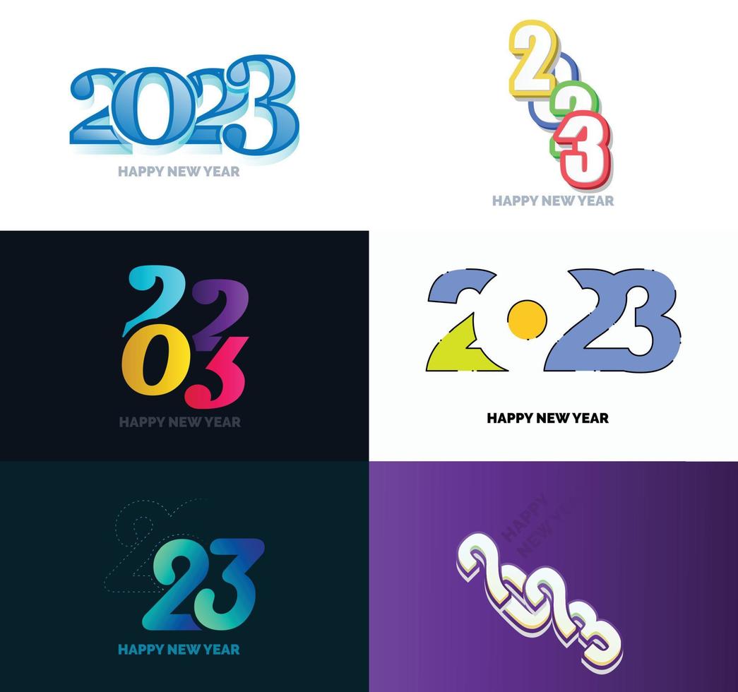 Big Collection of 2023 Happy New Year symbols Cover of business diary for 2023 with wishes vector