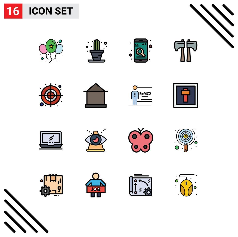 Universal Icon Symbols Group of 16 Modern Flat Color Filled Lines of target round mobile circular canada Editable Creative Vector Design Elements