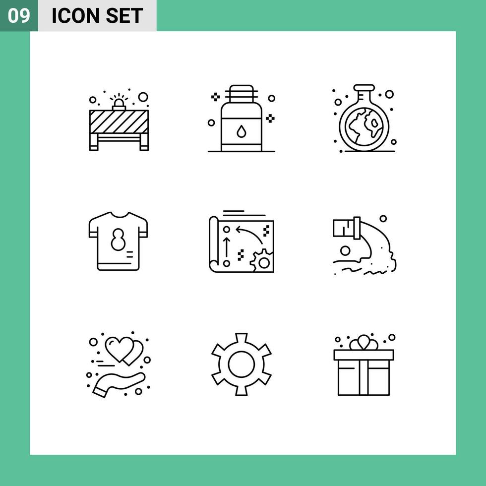 Pictogram Set of 9 Simple Outlines of soccer player spa kit tube Editable Vector Design Elements