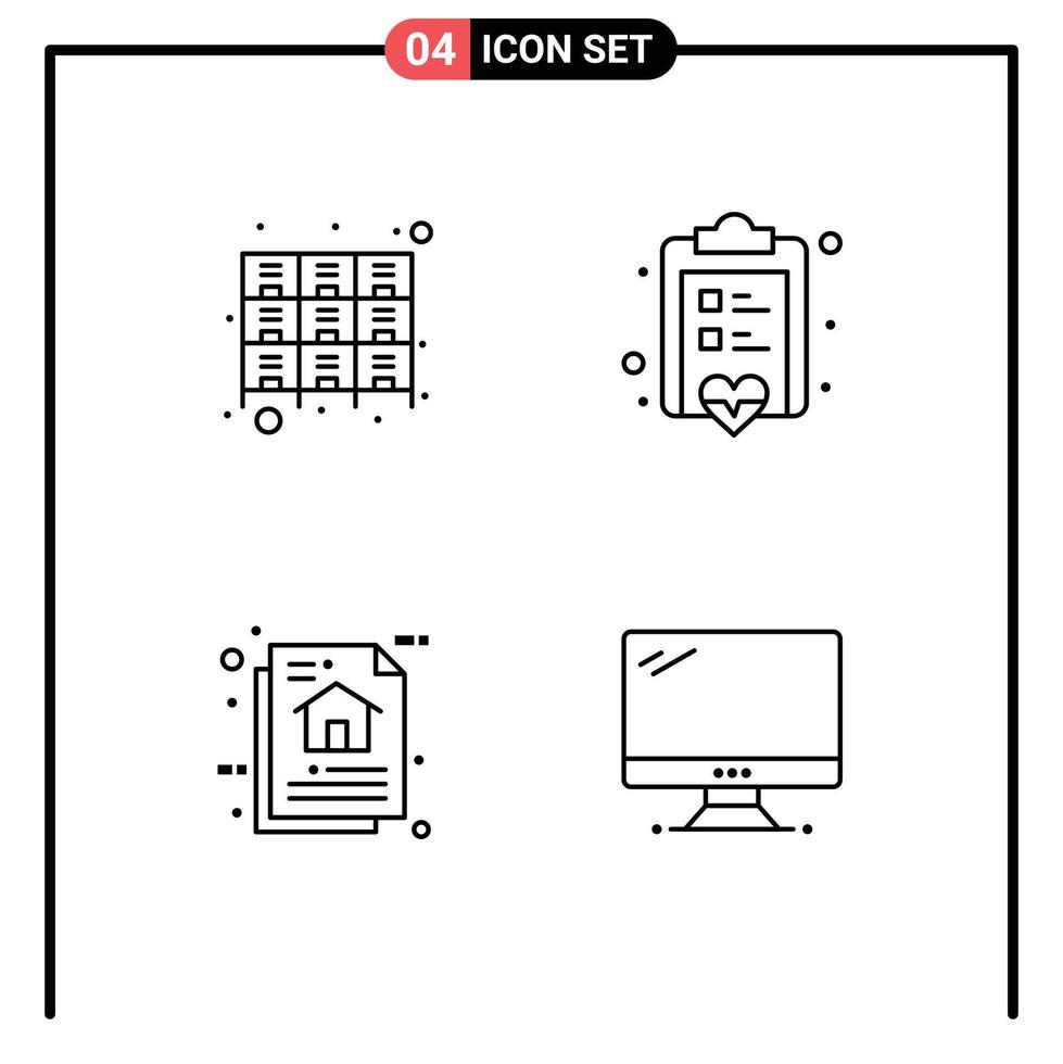 Line Pack of 4 Universal Symbols of cabinet architecture files checklist data architecture Editable Vector Design Elements