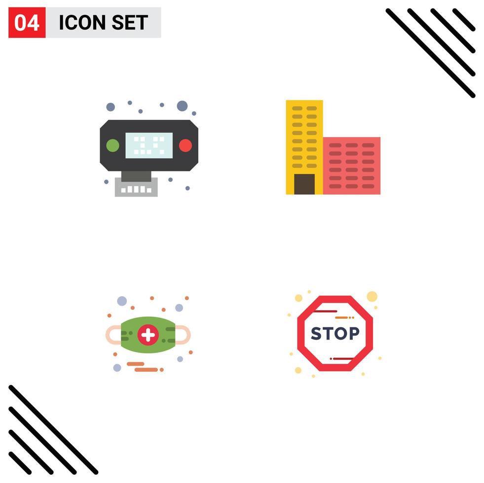 Pack of 4 Modern Flat Icons Signs and Symbols for Web Print Media such as connection mask architecture allergies journey Editable Vector Design Elements