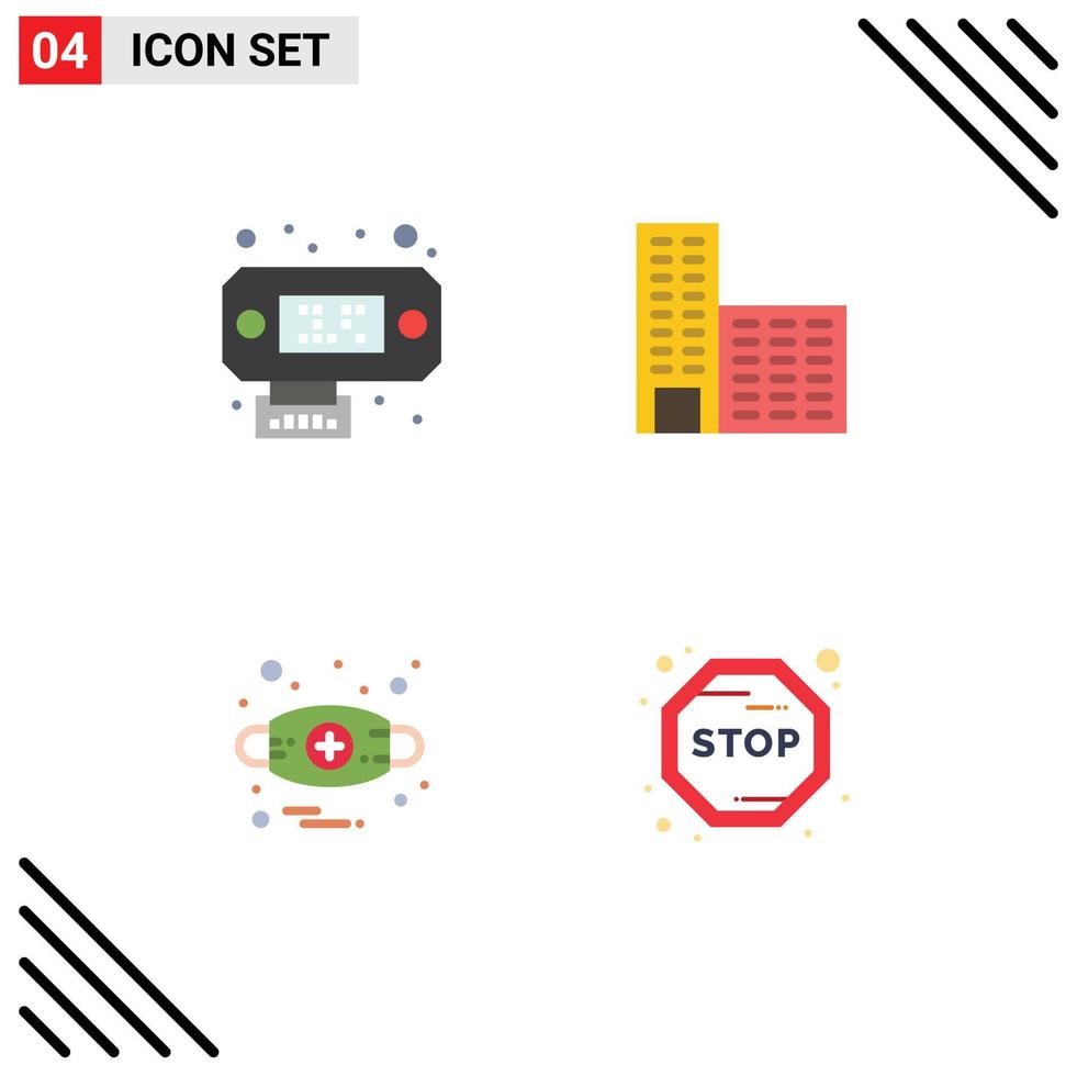 paquete de 4 iconos planos modernos, signos y símbolos para medios de impresión web, como máscara de conexión, arquitectura, alergias, viaje, elementos de diseño vectorial editables vector