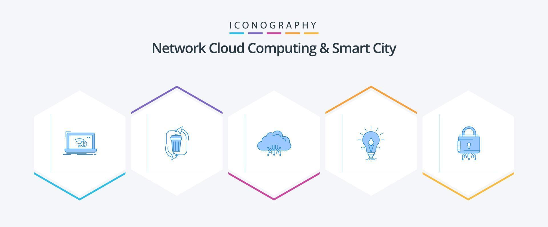 Network Cloud Computing And Smart City 25 Blue icon pack including idea. network. management. hosting. computing vector