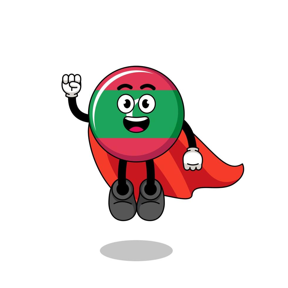 maldives flag cartoon with flying superhero vector