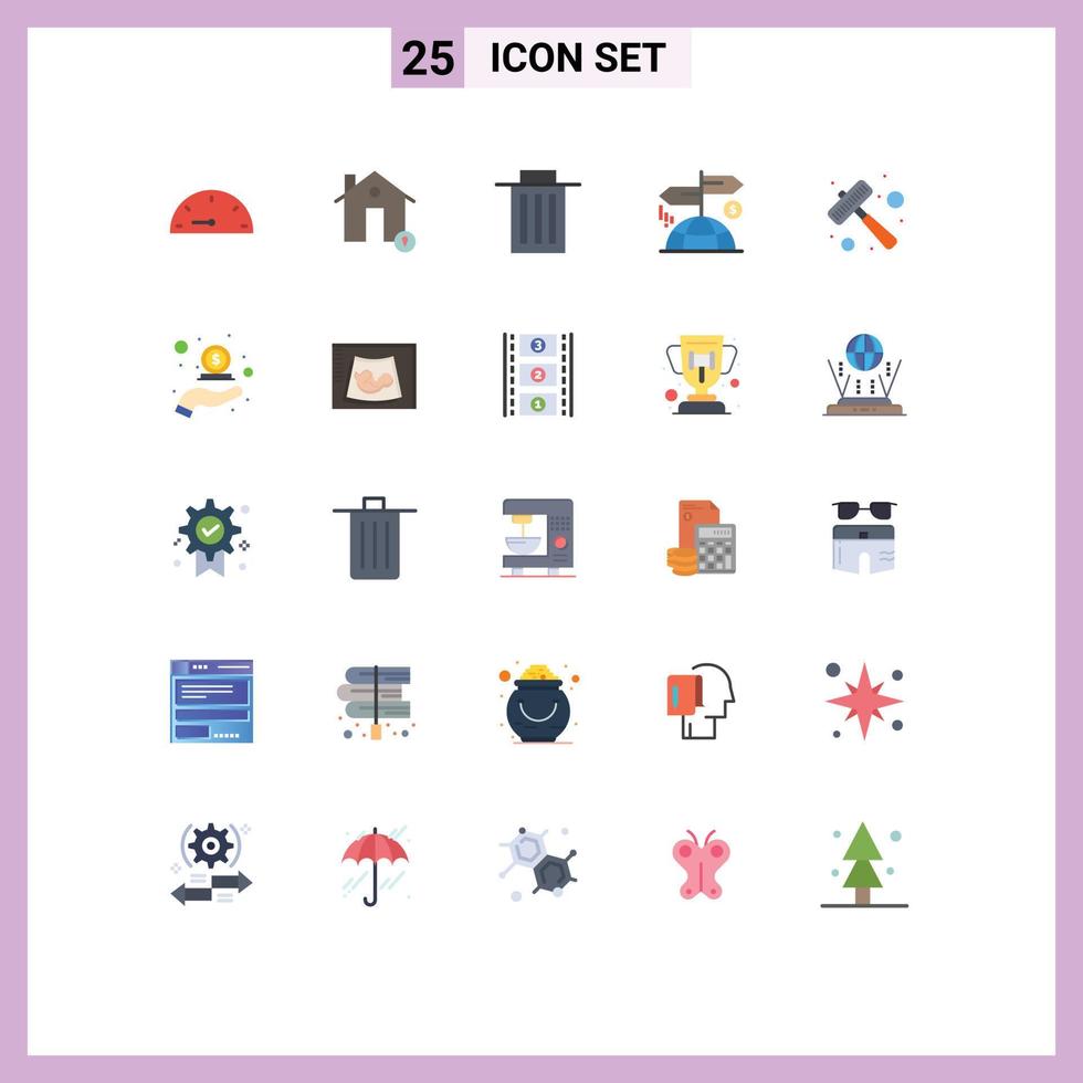 Modern Set of 25 Flat Colors and symbols such as kitchen utensils marketing delete finance advertising Editable Vector Design Elements
