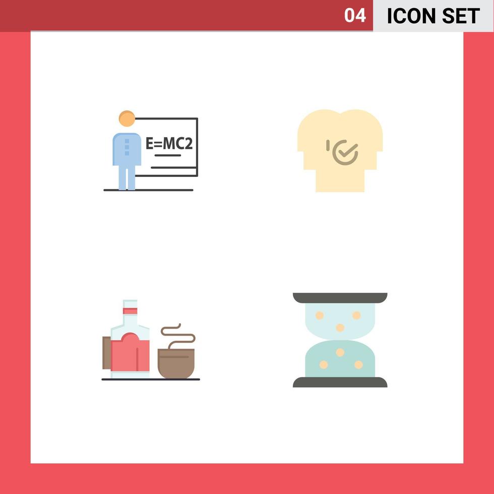 conjunto de 4 paquetes de iconos planos comerciales para salón de té en el aula elementos modernos de diseño vectorial editables en caliente vector