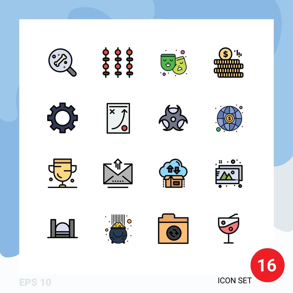 16 iconos creativos signos y símbolos modernos de dispositivos de teatro de dispositivos de tecnología elementos de diseño de vectores creativos editables con monedas