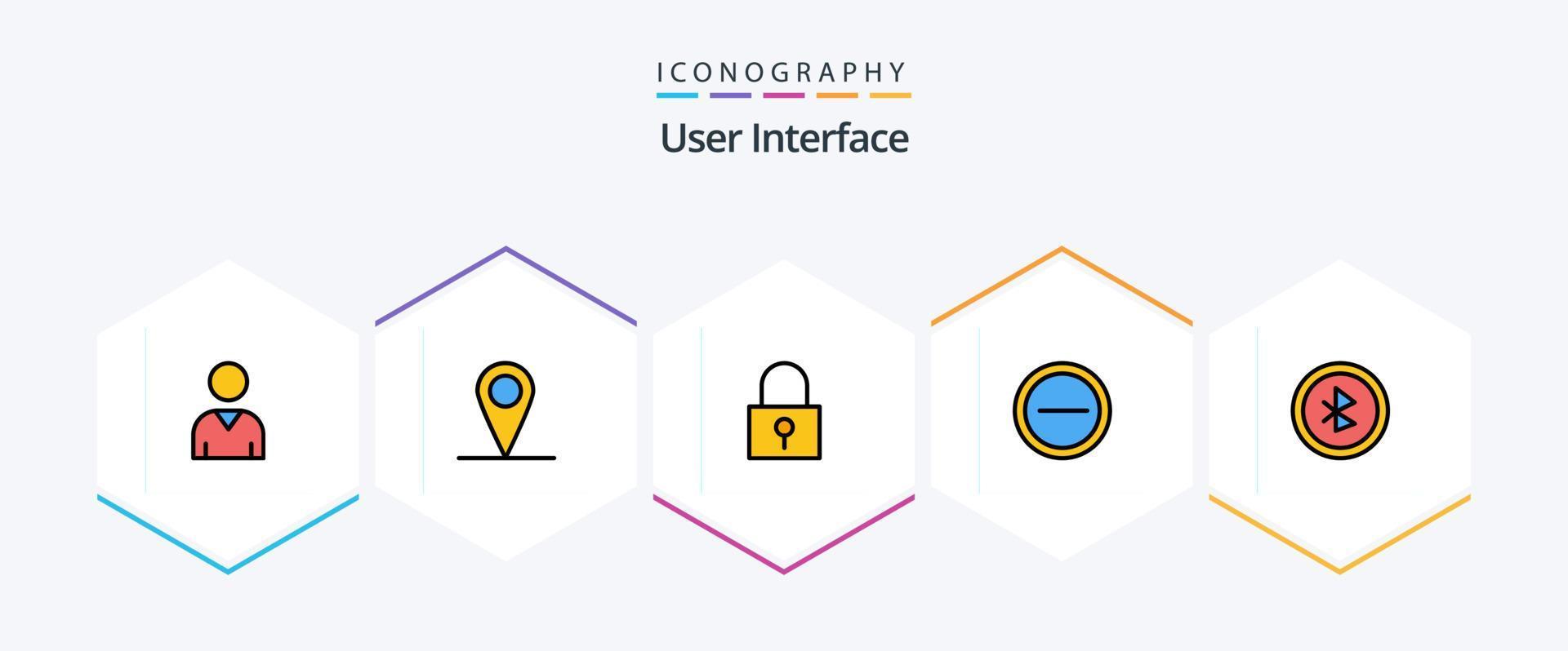 User Interface 25 FilledLine icon pack including . user interface. password lock. ui. user vector