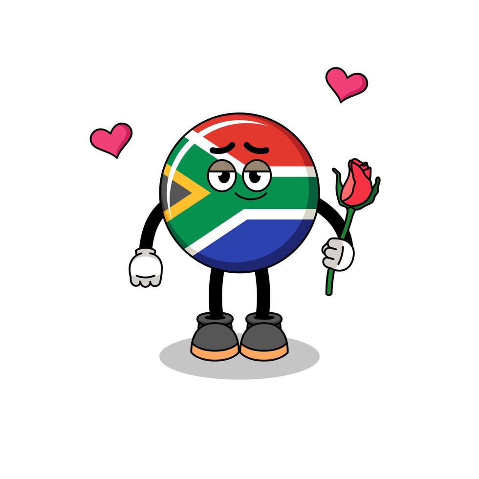 mascota de la bandera de sudáfrica enamorarse vector